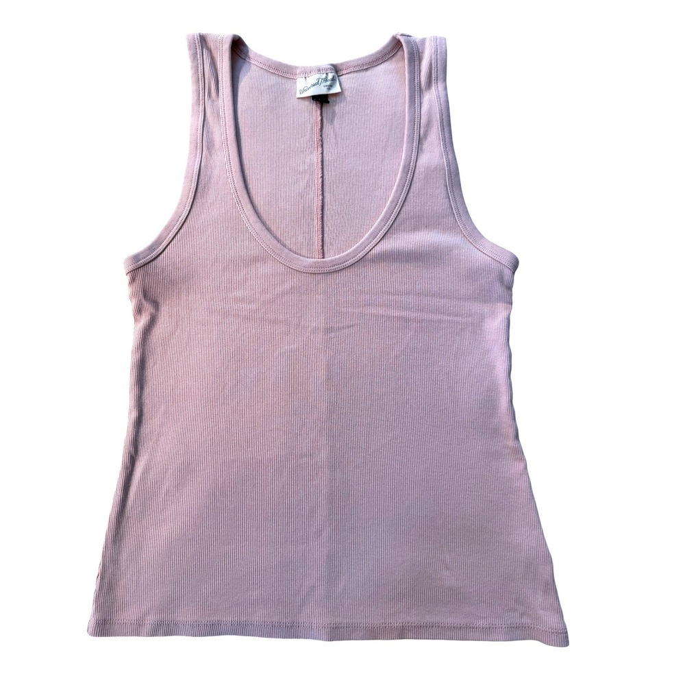 Universal Thread Tank Top Women L Pink Ribbed Scoop Neck Sleeveless Cotton Blend